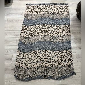 Leopard Print Scarf with Gray Accents